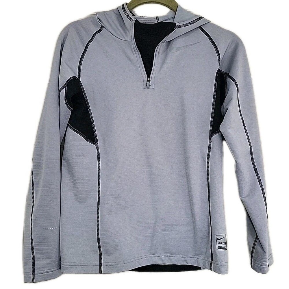 NIKE PRO DRI FIT PULLOVER HOODIE HOODED SWEATSHIRT Boys L Reflective Thumbholes